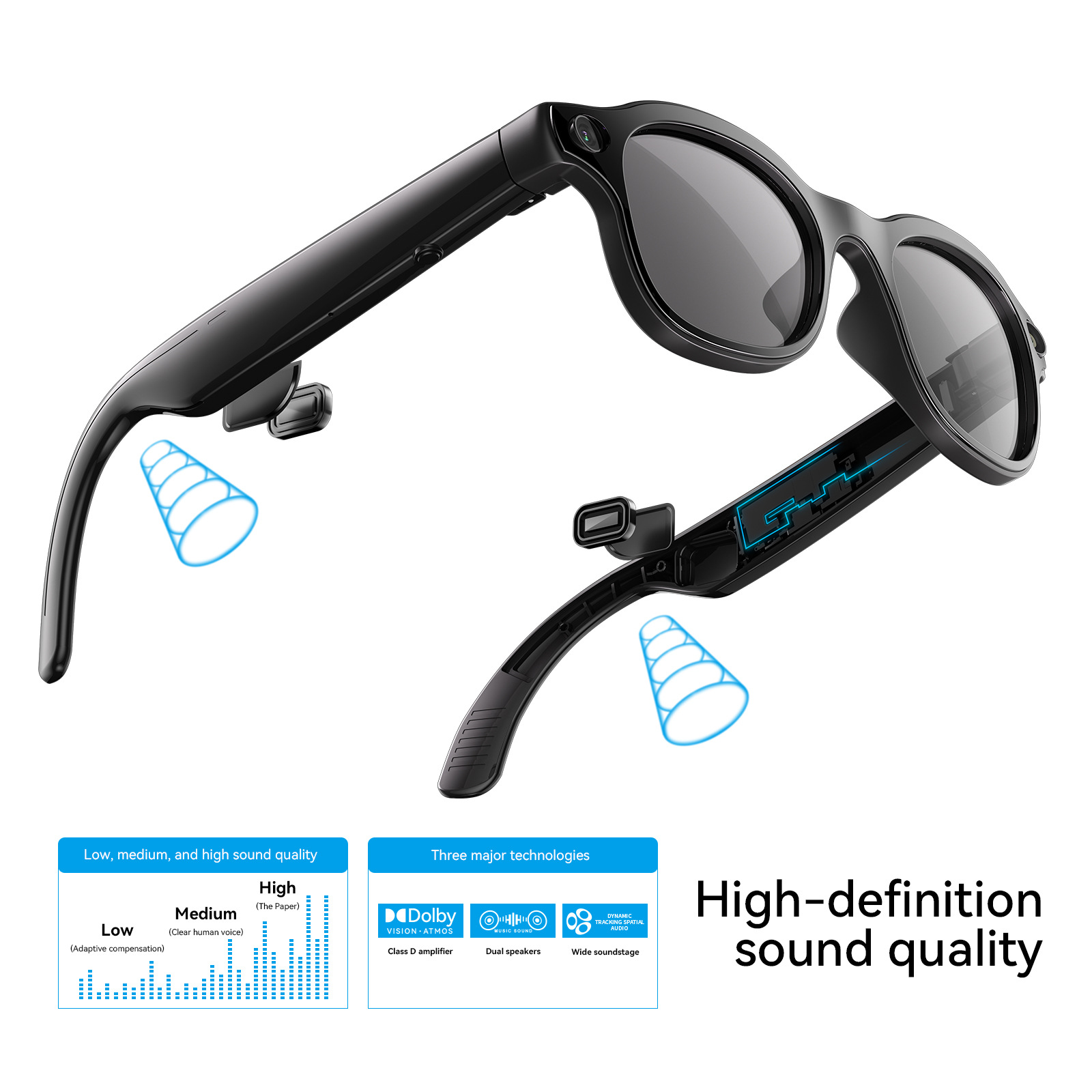 MicroWear AI Smart Camera Glasses 1080P HD Real-time Translation Waterproof